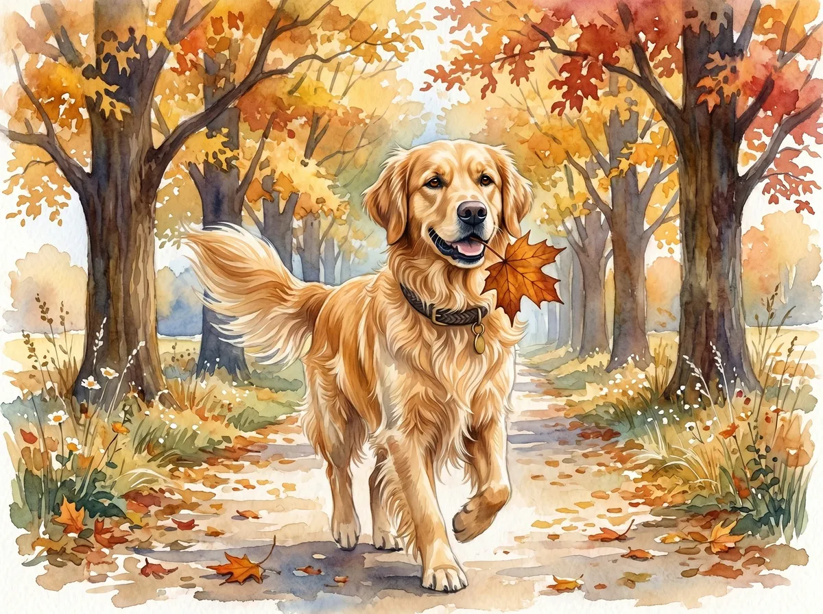 Golden Retriever watercolor calendar month 9